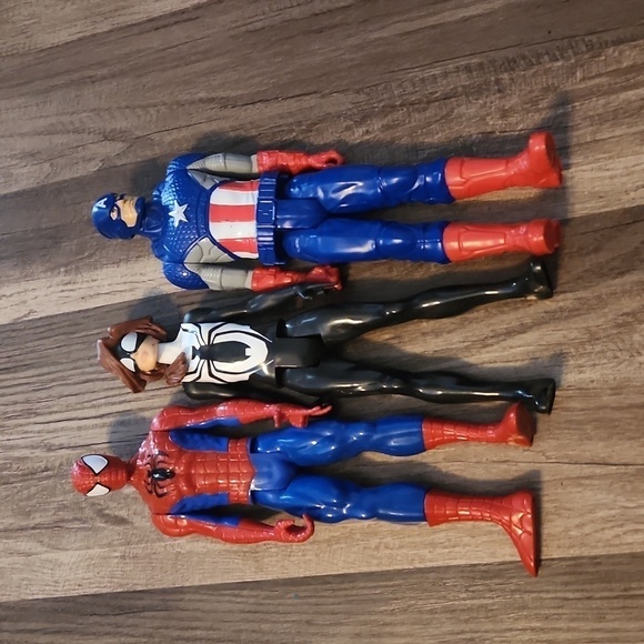 Hasbro Other - Marval Spiderman,Spider-Girl , and Captain America 12 inch Action Figures 3pk
